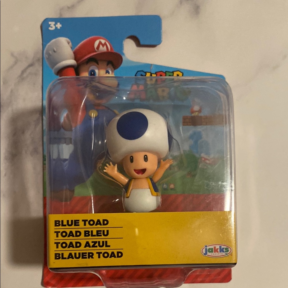 Jakks Pacific Super Mario Blue Toad Action Figure Collectible Toy NEW